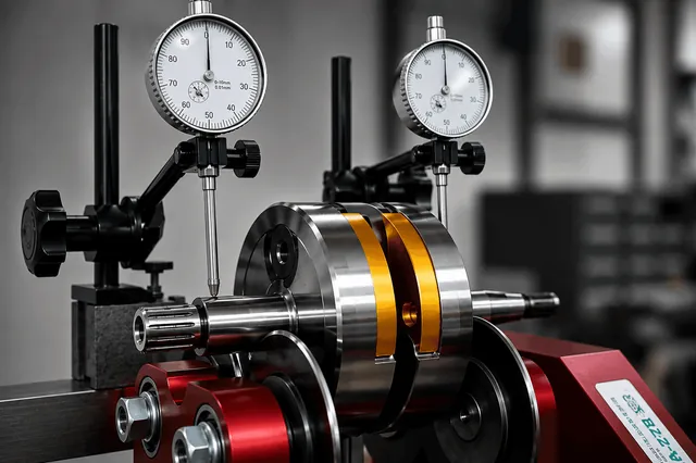 Centering and alignment of the crankshaft webs with high-precision centesimal dial indicators