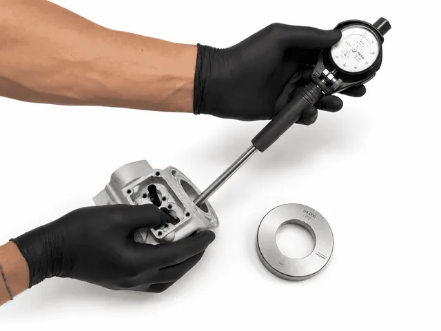 Bore gauge inspection of the internal surface of the cylinder after re-chroming and T-Shape polishing